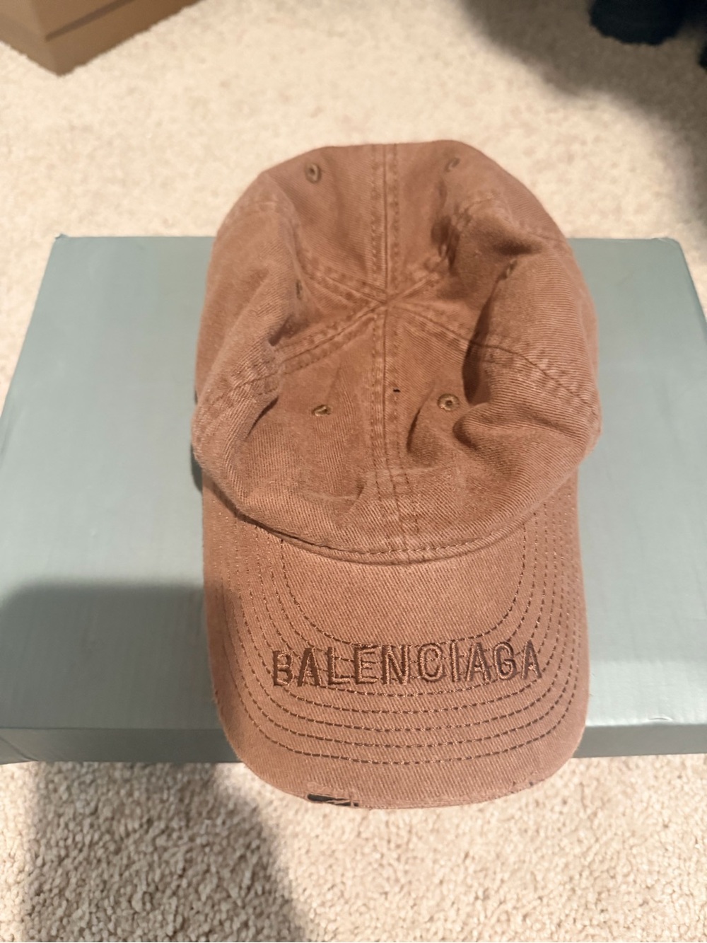 Balenciaga Brown Embroidered Logo Cap